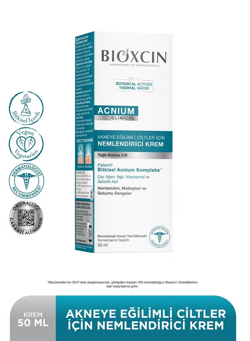 BIOXCIN Moisturizing Cream for Acne-Prone Skin, Lightweight Hydration, Helps Balance Oil & Maintain Clear Skin, Daily Face Cream, 50ml - Image 3